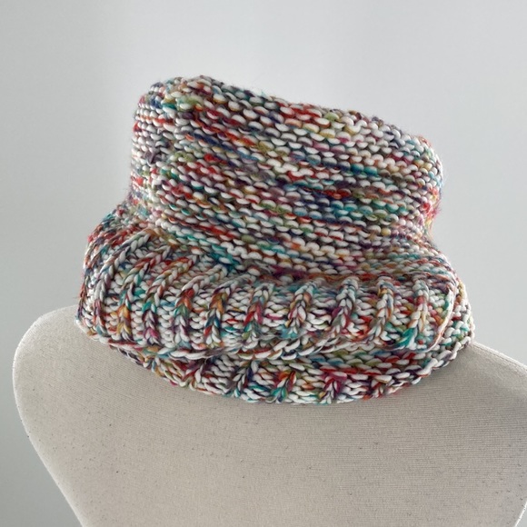 LOFT Womens Acrylic Ivory Multicolored Infinity Scarf 10.5 x 51 - Picture 4 of 6